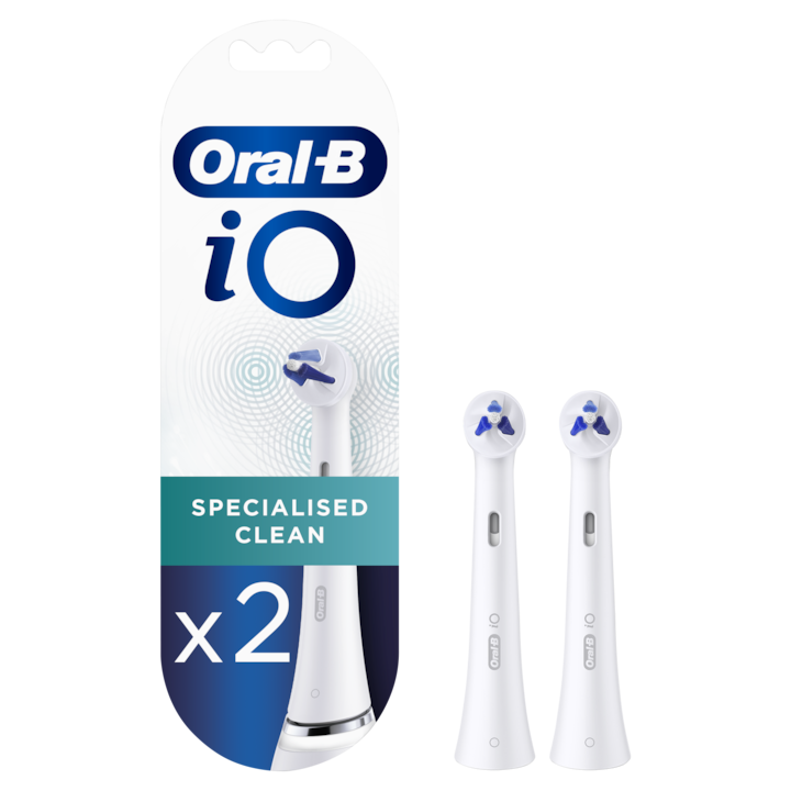 Oral-B iO Specialized Clean pótalkatrészek elektromos fogkeféhez, csak az iO szériával kompatibilis, 2 db, fehér
