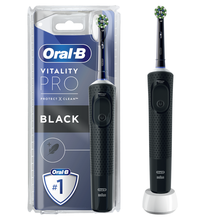 Periuta de dinti electrica Oral-B Vitality Pro, Curatare 2D, 3 programe, 1 Incarcator, 1 capat, Negru
