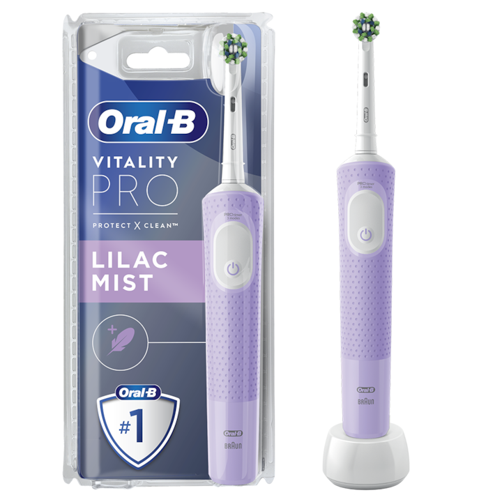 Periuta de dinti electrica Oral-B Vitality Pro, Curatare 2D, 3 programe, 1 Incarcator, 1 capat, Violet