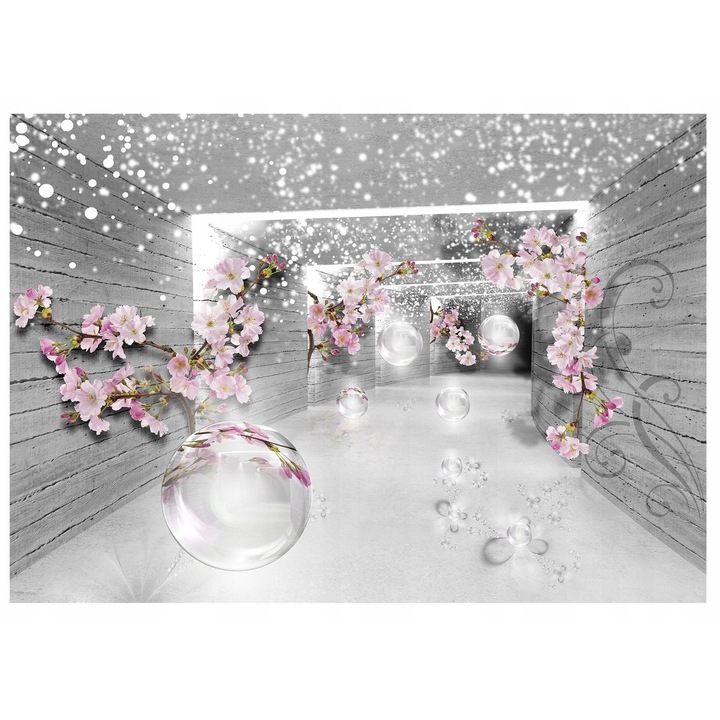 Fototapet 3D Flori Floral Magic Tunel Magnolia 254x184 cm, Modern Vlies Tapet, Pentru Dormitor Camera De Zi Living Decorativ
