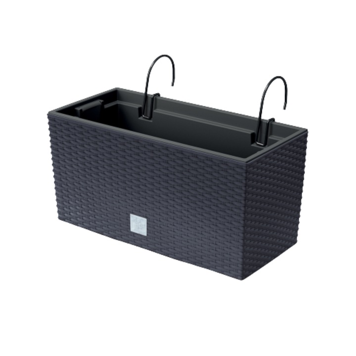 Rato Case саксия за парапет с вложка, Prosperplast DRC400W, 40 x 21 x 18 cm, антрацит