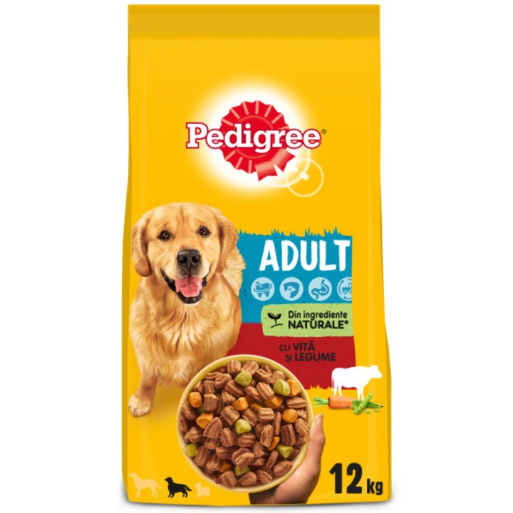 Суха храна за кучета Pedigree Adult, Телешко и зеленчуци 12 кг