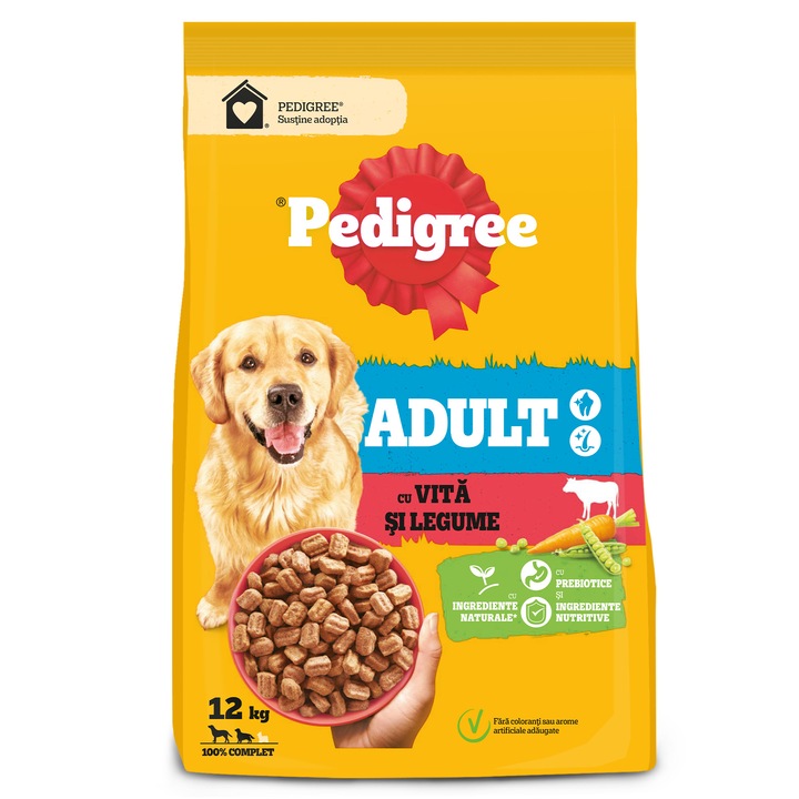 Суха храна за кучета Pedigree Adult, Телешко и зеленчуци 12 кг