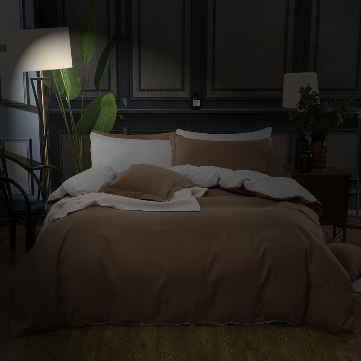 Lenjerie de pat Simply Elegant 6 piese - maro-gri