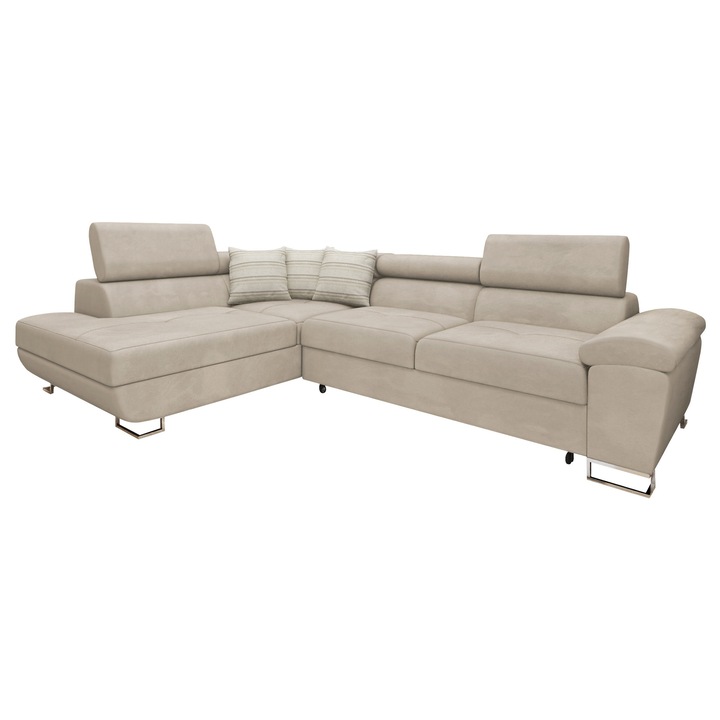 Coltar rabatabil Alvin Bis, MIRJAN24, bej, stanga, 345x202x91 cm