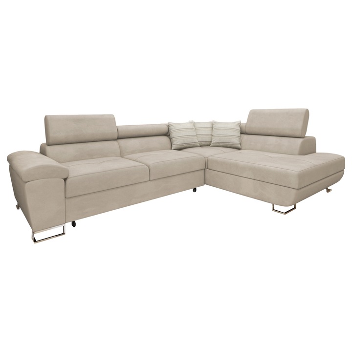 Coltar rabatabil Alvin Bis, MIRJAN24, bej, dreapta, 345x202x91 cm