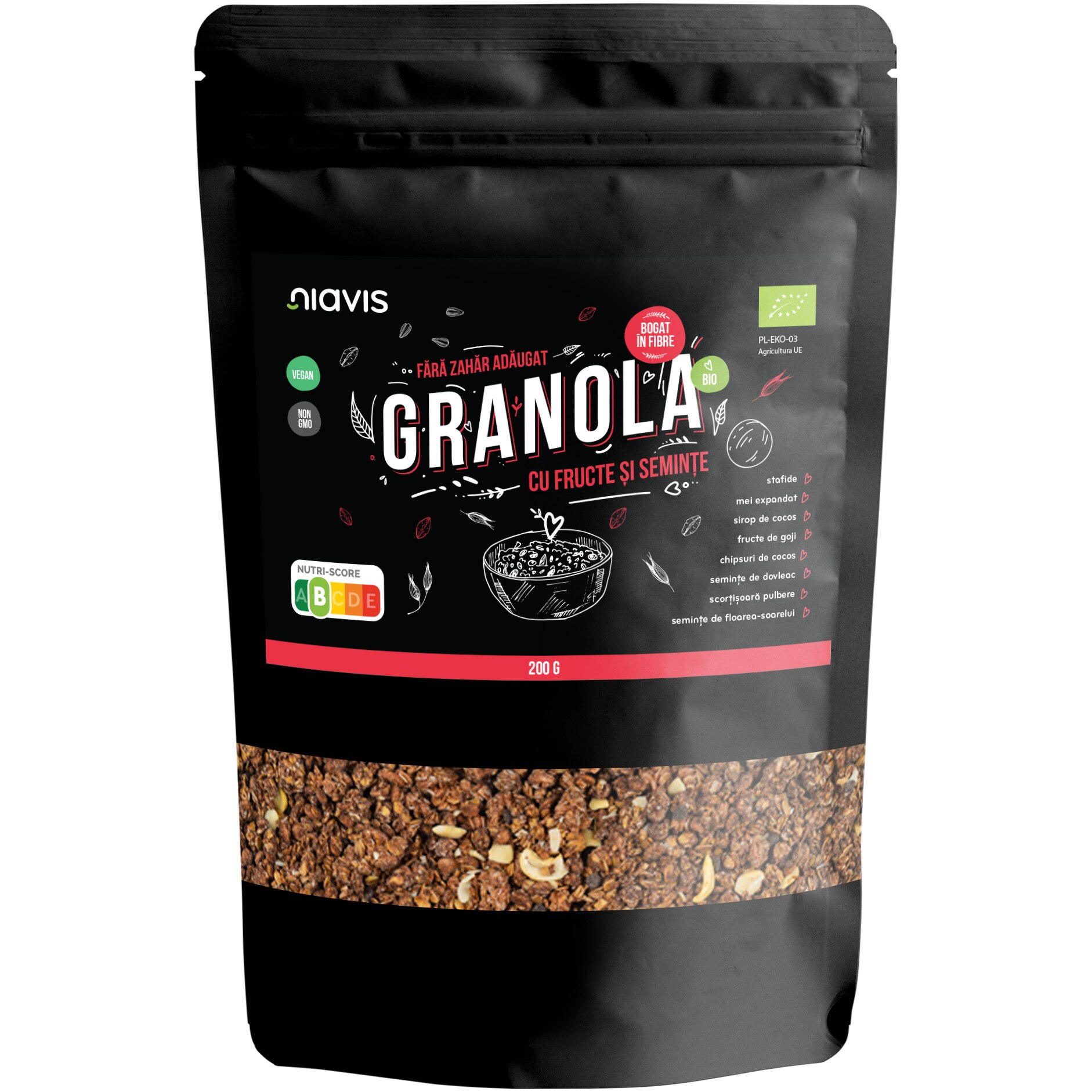 Granola cu fructe si seminte Niavis, Ecologica/BIO, 200g