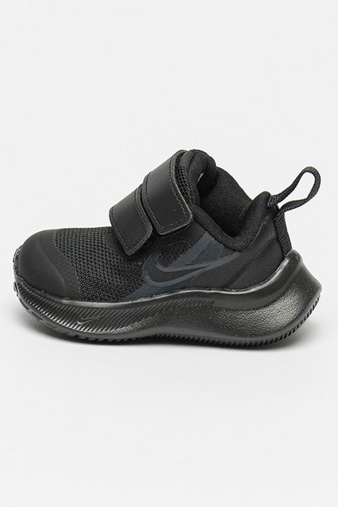 Nike, Фитнес обувки Star Runner 3 с велкро, Избеляло черно