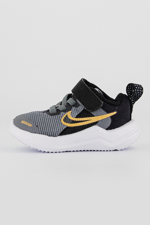 Nike, Мрежести спортни обувки Downshifter 12 с еко кожа, Tъмносив
