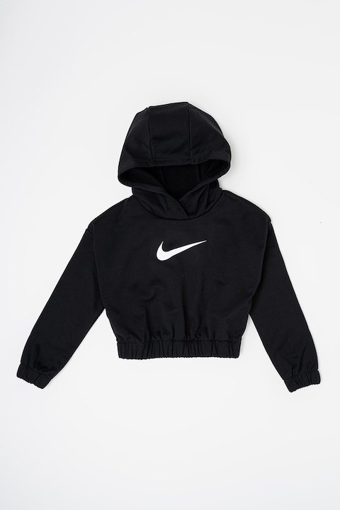 Nike, Bő fazonú kapucnis sportpulóver logóval, Koptatott fekete, 122-128 CM