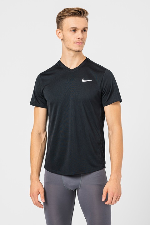 Nike, Tricou cu tehnologie Dri-Fit, pentru tenis Court Victory, Negru