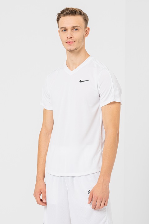 Nike, Tricou cu tehnologie Dri-Fit, pentru tenis Court Victory, Alb