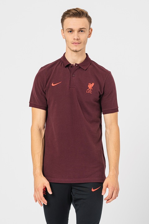 Nike, Tricou polo cu detalii logo, pentru fotbal, Visiniu
