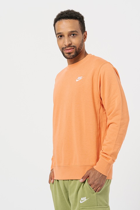 Nike, Блуза Sportswear Club с бродирано лого, Оранжев