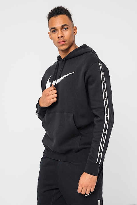 Nike, Húzózsinóros kapucnis pulóver logós részletekkel az oldalrészen, Fehér/Fekete