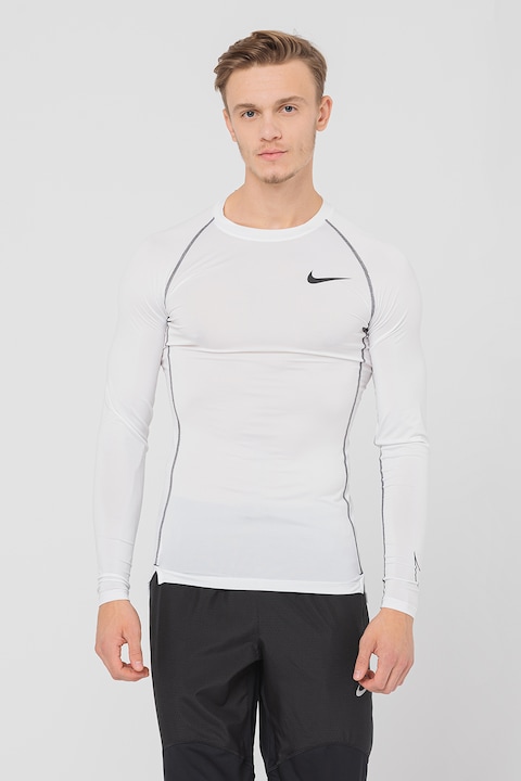 Nike, Фитнес блуза Pro с Dri-FIT, Бял/Черен