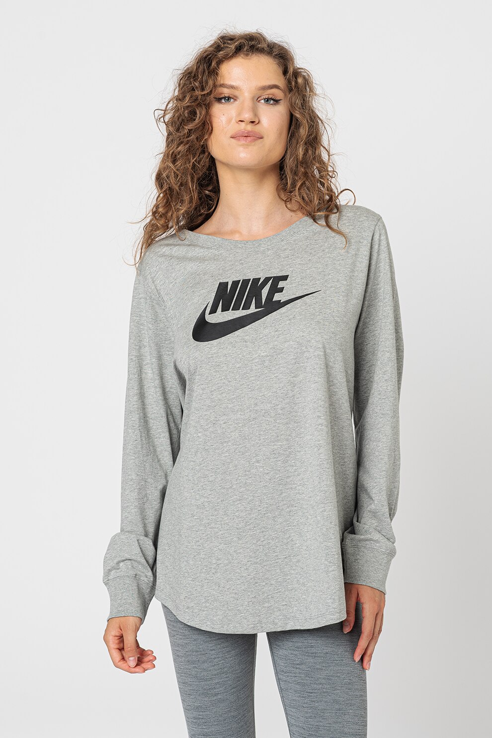 Discrimination line genetically Nike, Bluza cu imprimeu logo Plus Size, Gri melange, 2X - eMAG.ro