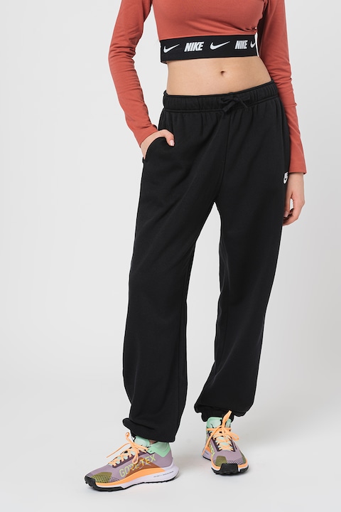 Nike, Спортен панталон Sportswear Club с джобове встрани, Бял/Черен