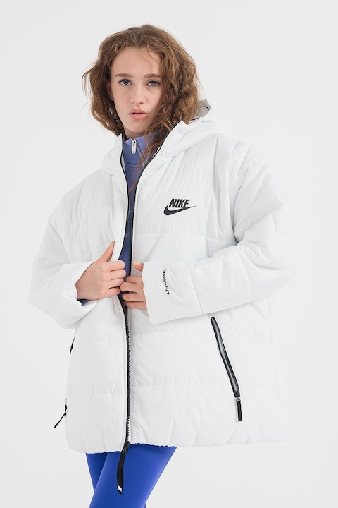 Nike, Repel Plus Size Therma Fit kapucnis télikabát, Fehér/Fekete