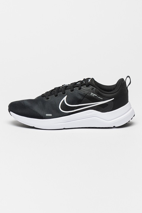 Nike, Pantofi cu logo pentru alergare Downshifter 12, Alb/Negru