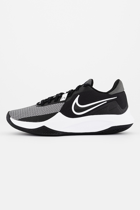 Nike, Унисекс баскетболни обувки Precision 6 с нисък профил, Бял/Черен