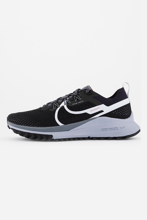 Nike, Pantofi din material textil pentru alergare pe teren accidentat React Pegasus 4, Negru stins