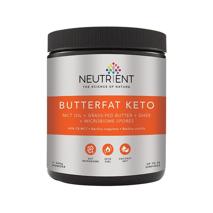Butterfat Keto MCT Powder, Neutrient, pentru post intermitent si diferite diete, pentru sporturi de anduranta, gustare intre mese, 350 g