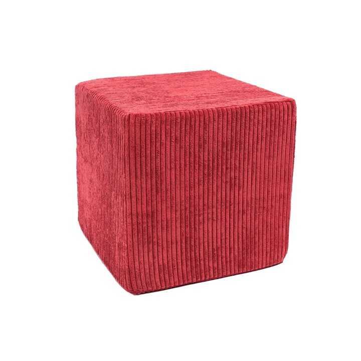 Cube puff fotel, 40x40, Bársony, Piros