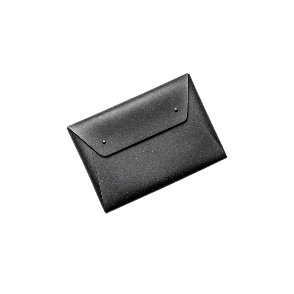 Husa plic compatibila Macbook 13 din piele naturala reciclata, negru, ORIGIN