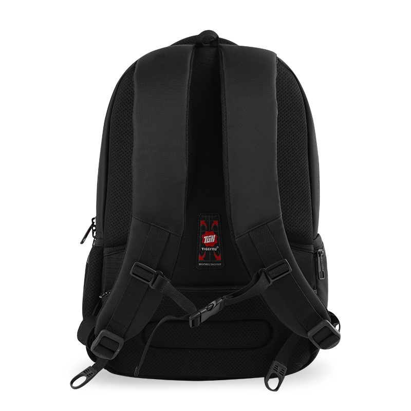 Rucsac laptop 15.6", casual, impermeabil, cu buzunar antifurt, Tigernu, 48x33x15 cm, Negru/Albastru