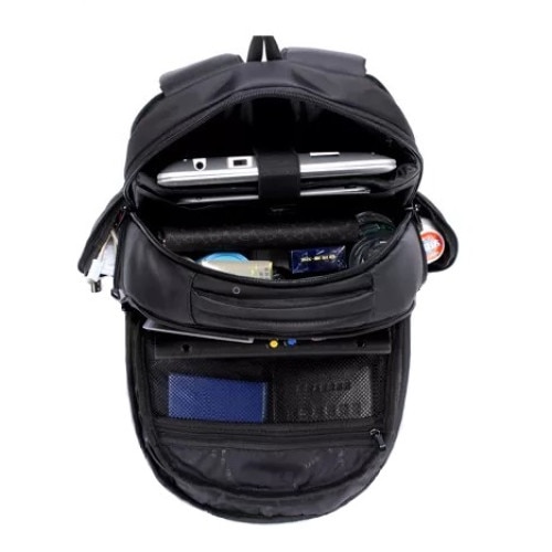 Rucsac laptop 15.6", casual, impermeabil, cu buzunar antifurt, Tigernu, 48x33x15 cm, Negru/Albastru