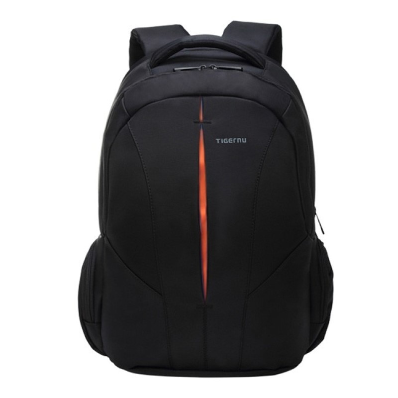 Rucsac laptop 15.6", casual, impermeabil, cu buzunar antifurt, Tigernu, 48x33x15 cm, Negru/Portocaliu