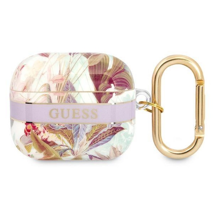 Carcasa Guess GUA3HHFLU Flower Strap compatibila cu Apple AirPods 3 Mov