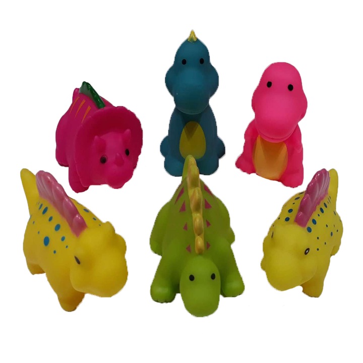6 db-os fürdőjáték készlet, barátságos dinoszauruszok OEM DNZU1, többszínű