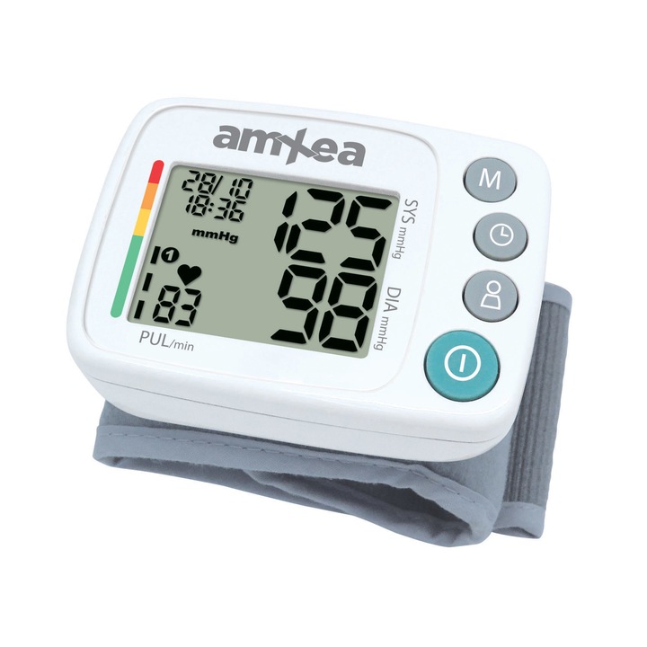 Csuklós vérnyomásmérő amXea BM520 Fehér, 2x120 memória, szisztolés/diasztolés, mandzsetta 13,5-21,5 cm, átlátszó műanyag tárolódoboz