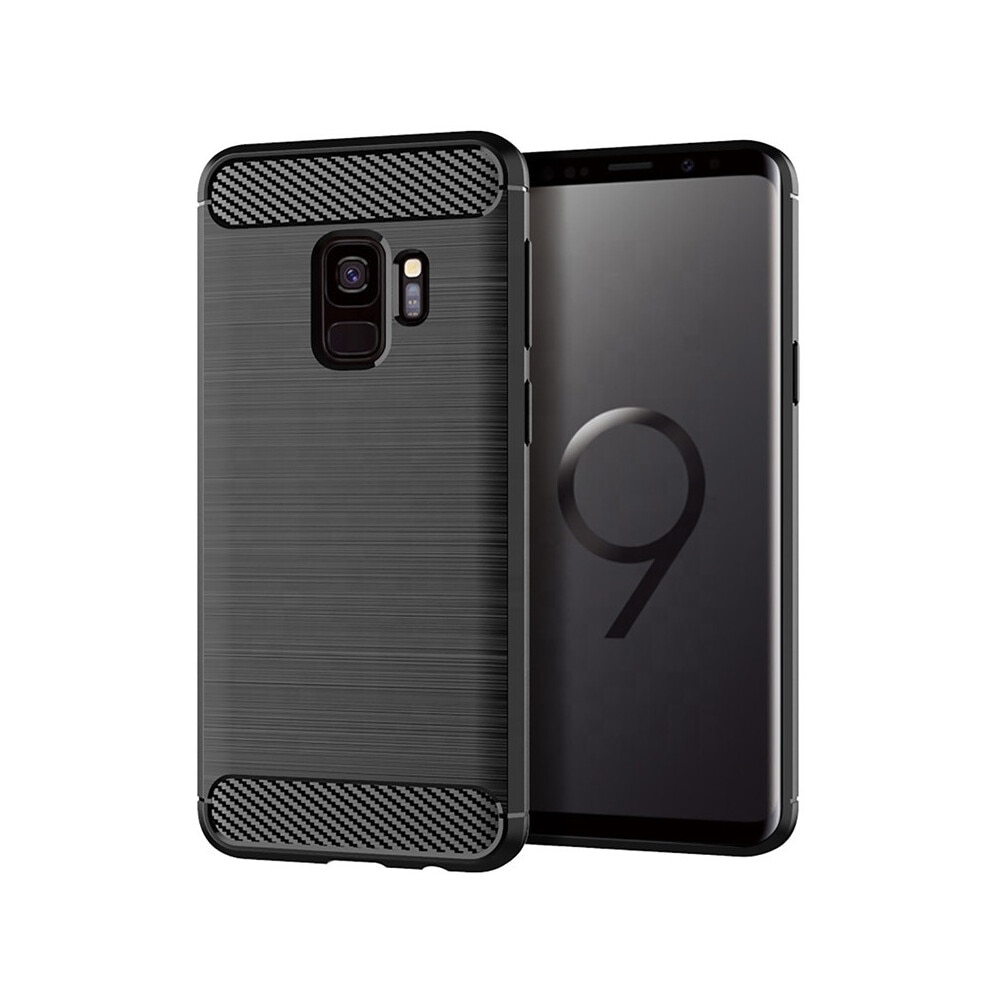 Husa compatibila cu Samsung Galaxy S9 TPU Ultra Protect Slim Anti-Soc, Fibra de Carbon, Negru