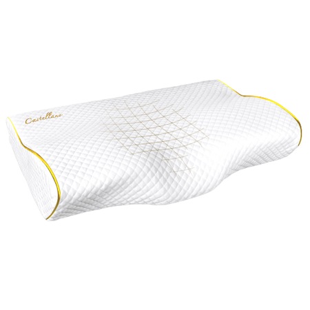 Perna Ortopedica Ultra Premium, Castellano, Din Spuma Cu Memorie Si Suport Cervical, Fata De Perna Tencel Lyocell, Infuzie Aloe Vera, Perna Ergonomica Cu Strat De Memorie Ajustabil, Fermitate Medie, 60 x 34 cm