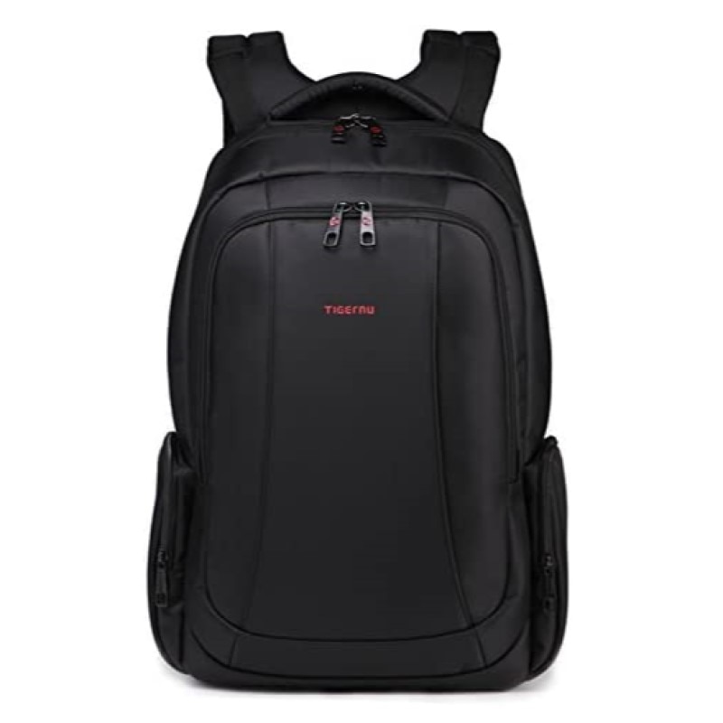 Rucsac laptop 15.6" smart casual, impermeabil, cu orificiu pentru cabluri audio si port USB, Tigernu, 33x17x49 cm, Negru