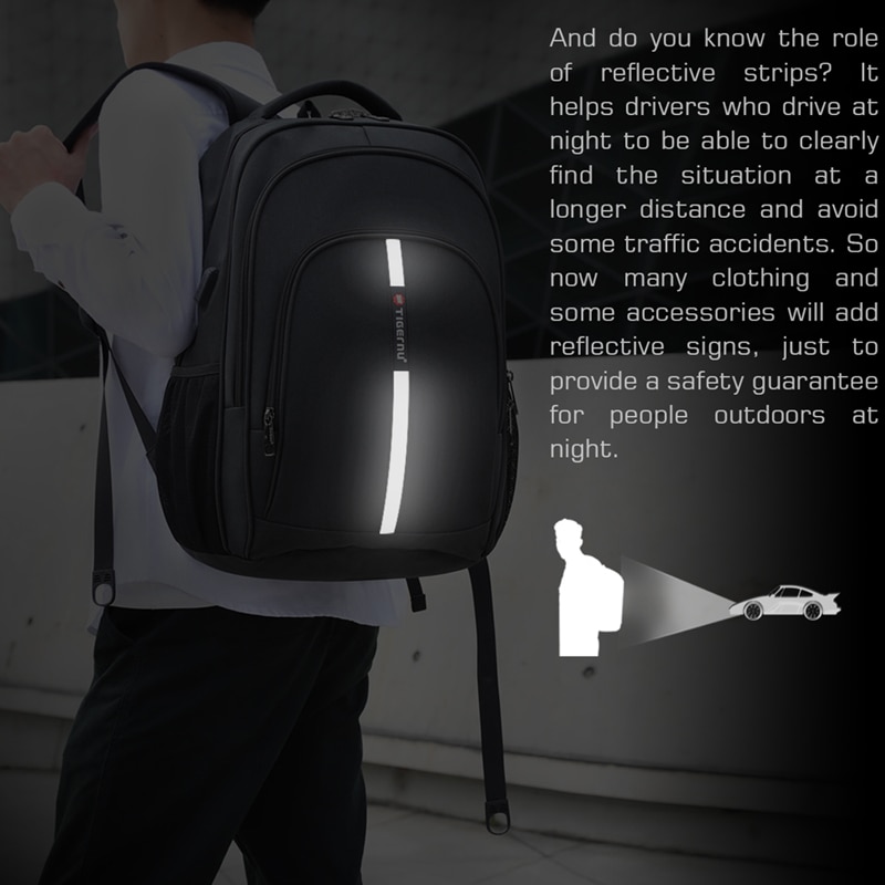 Rucsac laptop 15.6", casual, impermeabil, cu port incarcare USB, Tigernu, 45x30x15 cm, Negru