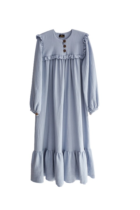 Rochie din muselina fina, RM007, Albastru deschis, S-M-L