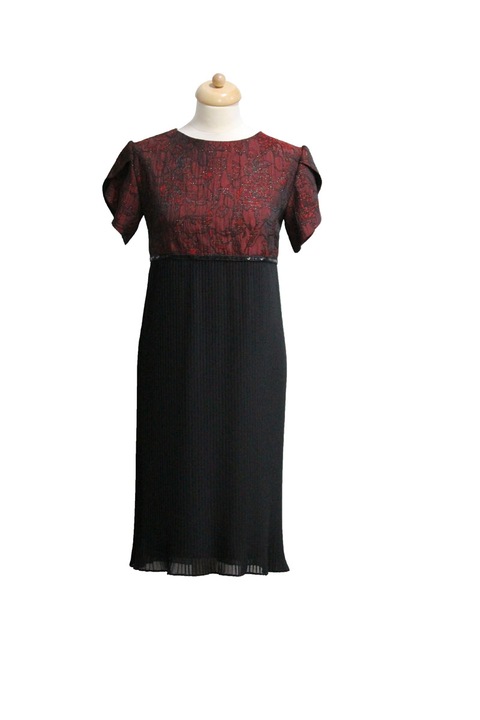 Rochie eleganta plisata, bordo/negru, marime 40
