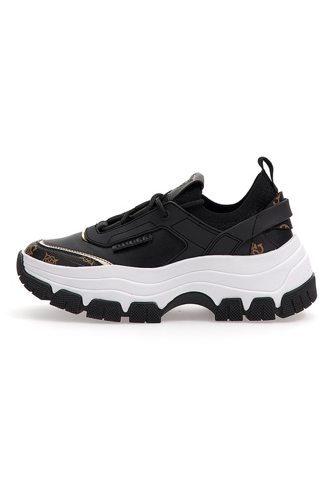 Guess, Спортни обувки от еко кожа с масивен ефект, Черен/Кафяв