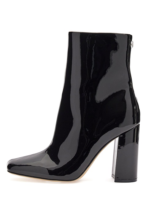 Guess, Botine de piele lacuita cu toc masiv, Negru