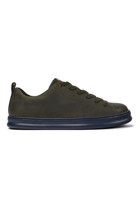 Camper, Pantofi sport uni de piele, Verde inchis, 42
