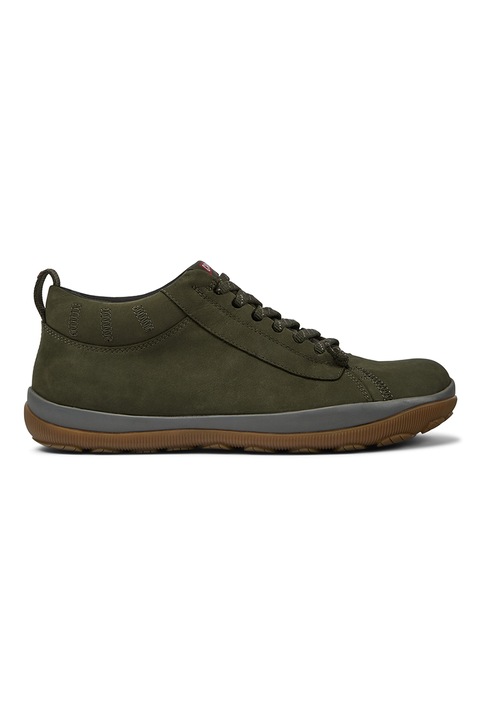Camper, Pantofi sport low-cut de piele nabuc, Verde inchis