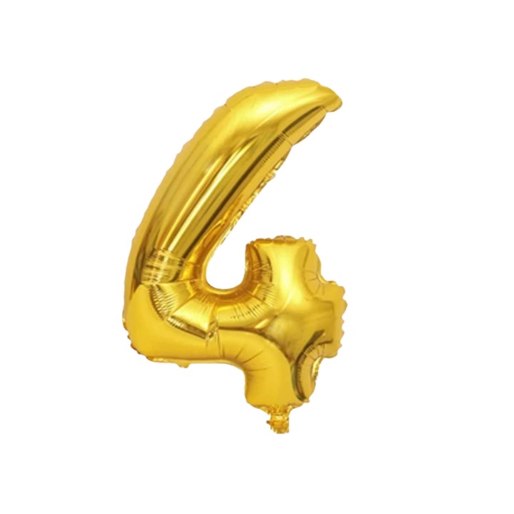 Балон за рожден ден Maxee, число 4, златист, 40 см
