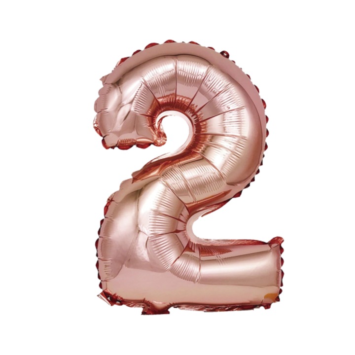 Балон за рожден ден, номер 2, розов, 40 см