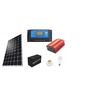 Kit solar cu panou fotovoltaic 100W Invertor 220V Controller 20A, Acumulator 12v-7Ah