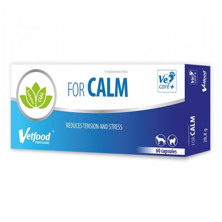 Supliment alimentar For Calm pentru caini/pisici, Vetfood, Efect calmant, 60 capsule