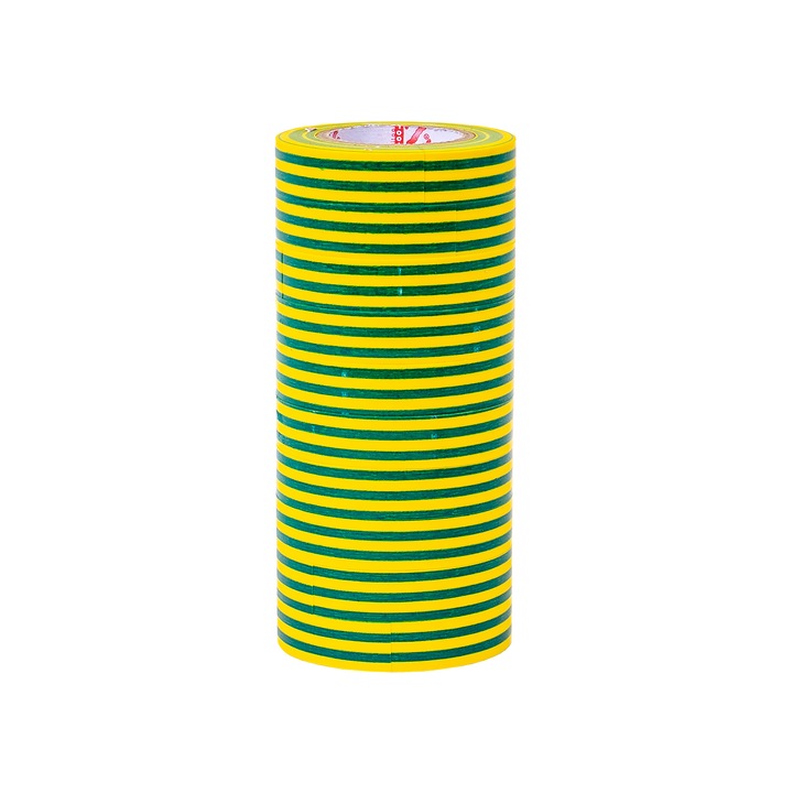 10 tekercs szigetelőszalag készlet két színben, 16mm x 20m, sárga és zöld / 10390_1